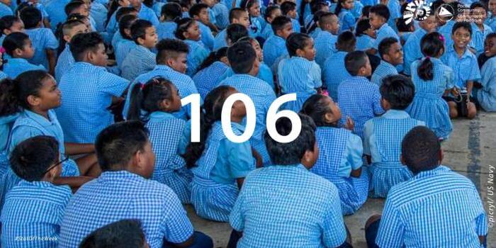 Stat of the week 106 is the ratio of girls to boys in secondary education in Palau in 2018 Primary tabs